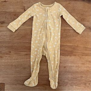 Colored Organics Mustard Yellow Floral Zip-Front Baby One-Piece Footed Pajamas